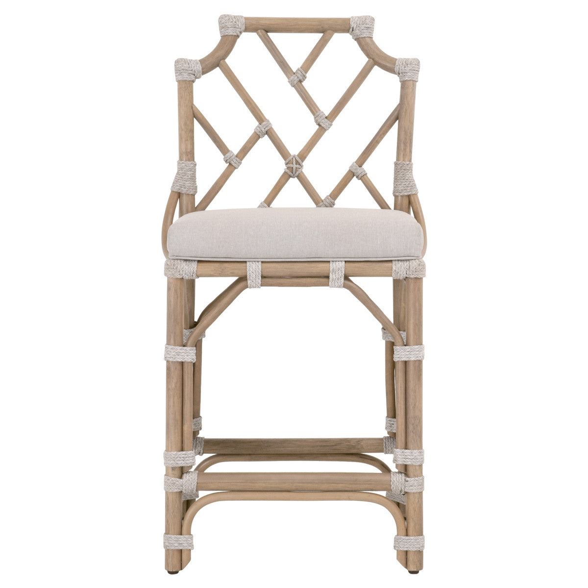 Bayview Counter Stool - Old Gray Rattan, Pumice, Taupe & White Flat Rope