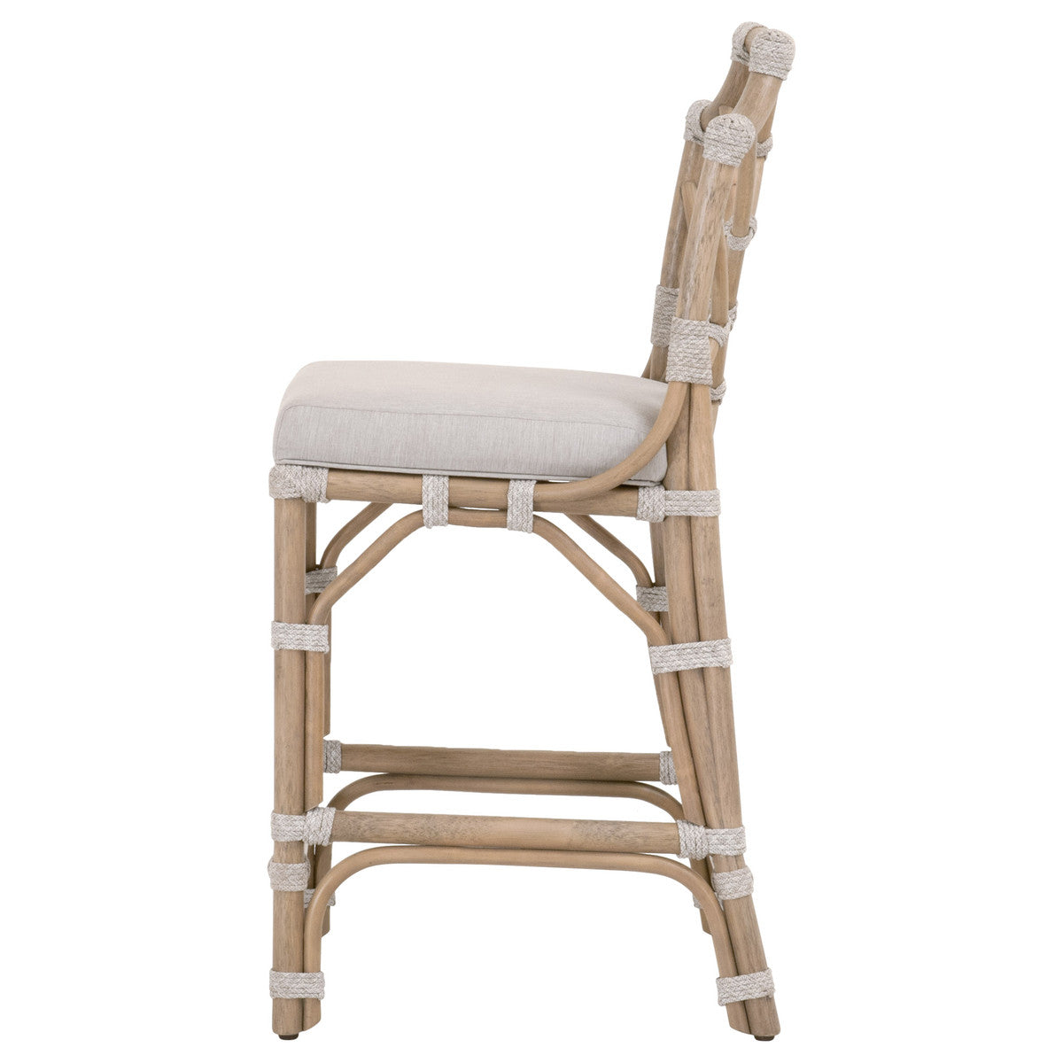 Bayview Counter Stool - Old Gray Rattan, Pumice, Taupe & White Flat Rope