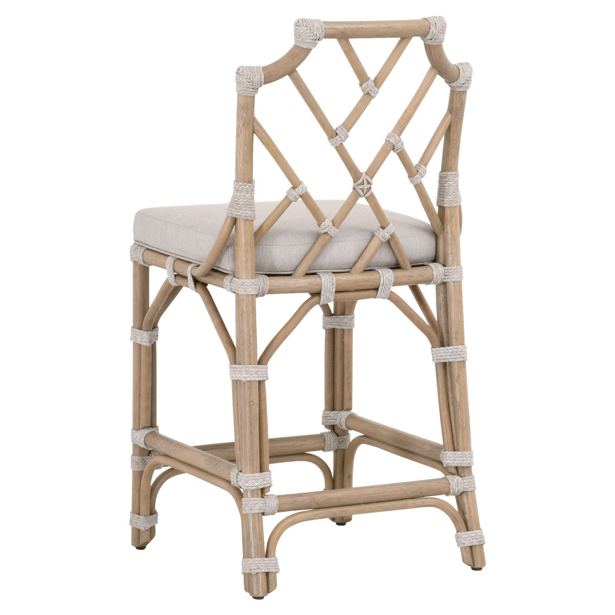 Bayview Counter Stool - Old Gray Rattan, Pumice, Taupe & White Flat Rope