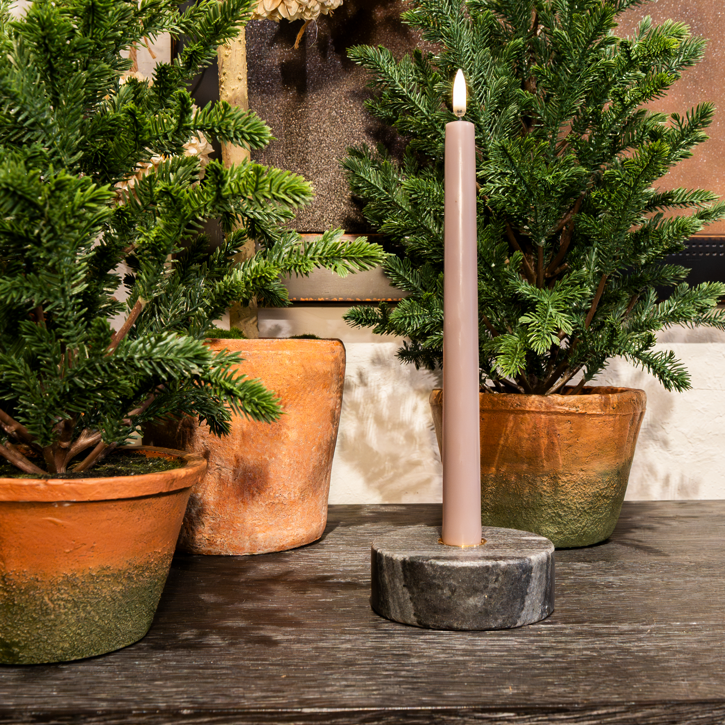 10" LED Sandstone Tapered Candle (Set of 2)