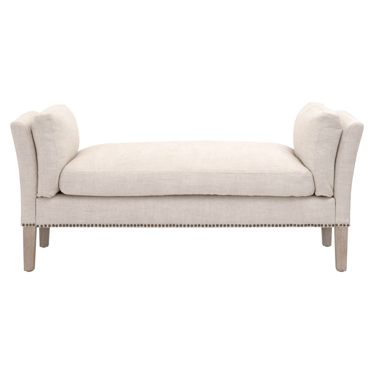 Warner Bench in Bisque French Linen, Natural Gray Ash