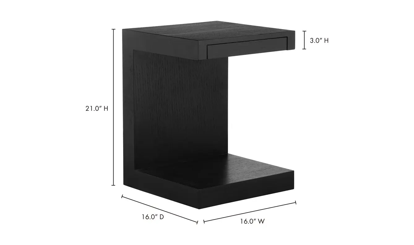 Zio Side Accent Table - Black Oak