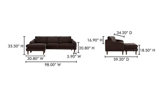 Quinn Sectional Dark Brown