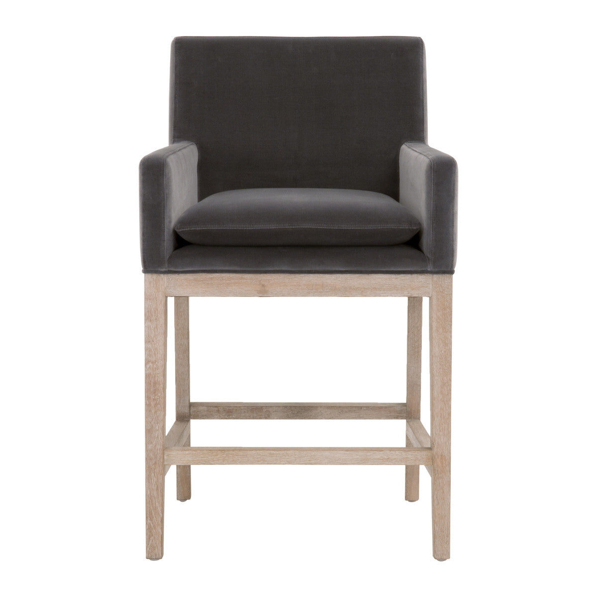 Drake Counter Stool in Dark Dove Velvet, Natural Gray Oak