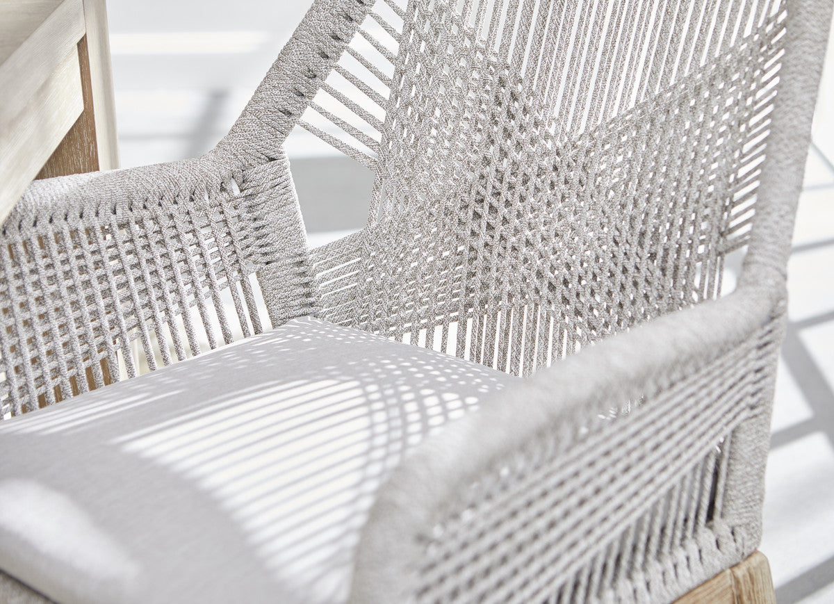 Loom Arm Chair - Taupe & White Flat Rope, Pumice, Natural Gray Mahogany