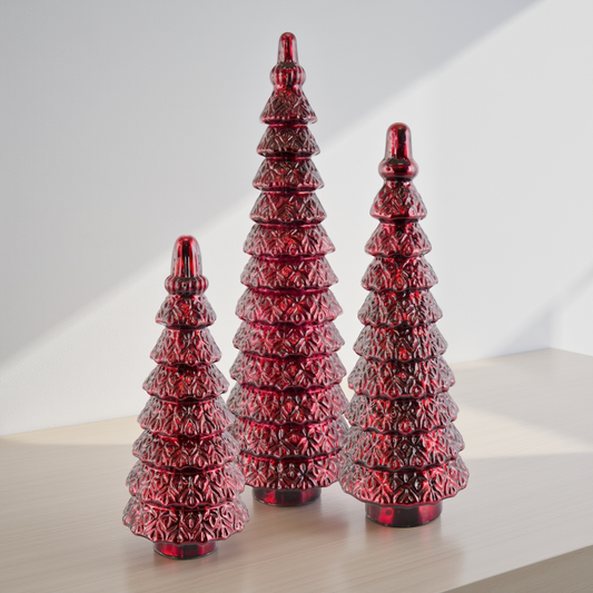 Large Red Glass Tiered (3 Sizes)