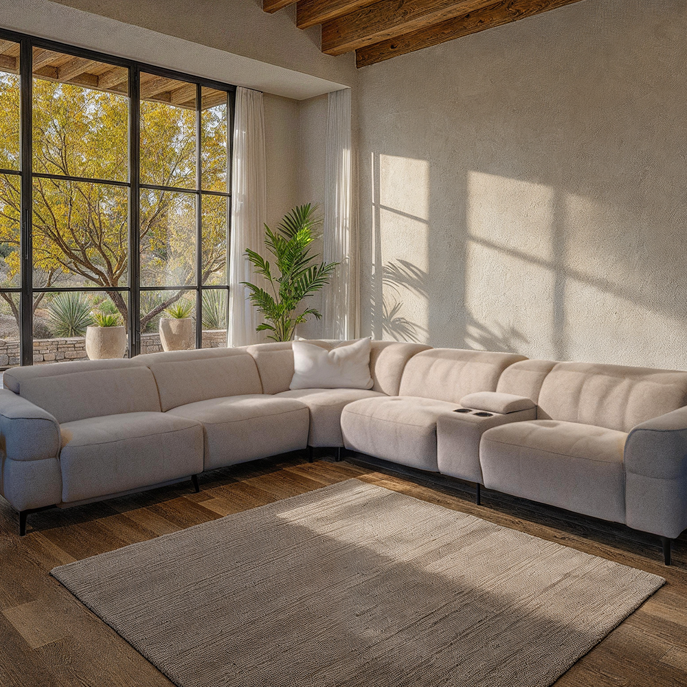 6-Piece Fabric Power Reclining Sectional Sofa with Console