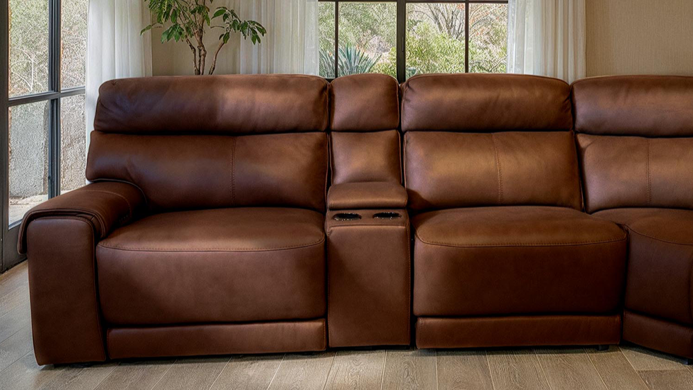 6-Piece Leather Power Reclining Sectional Sofa