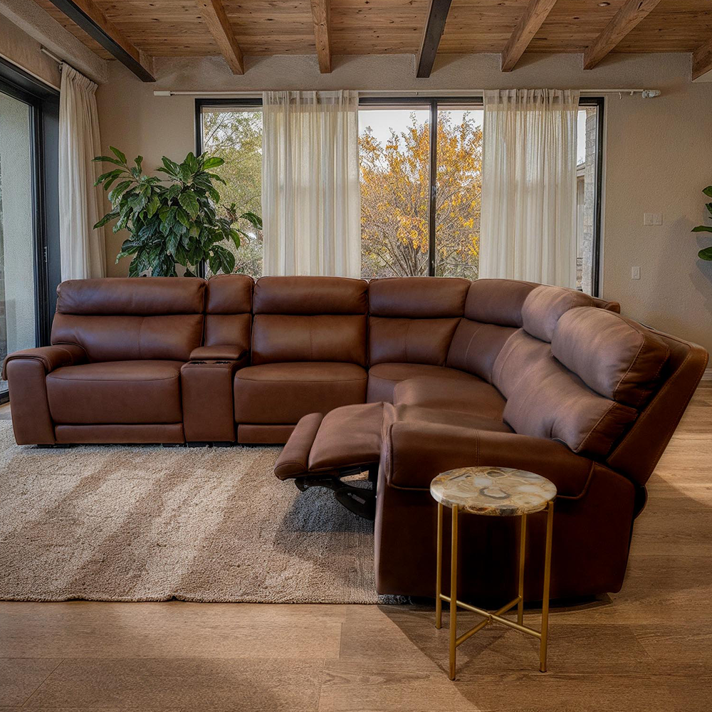 6-Piece Leather Power Reclining Sectional Sofa