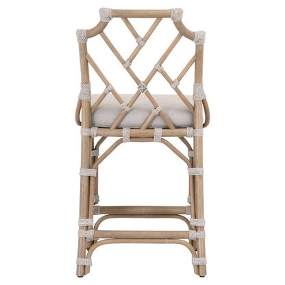 Bayview Counter Stool - Old Gray Rattan, Pumice, Taupe & White Flat Rope