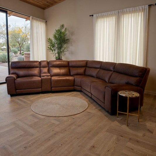 6-Piece Leather Power Reclining Sectional Sofa