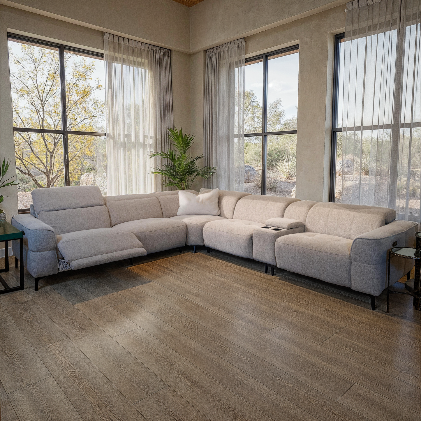 6-Piece Fabric Power Reclining Sectional Sofa with Console
