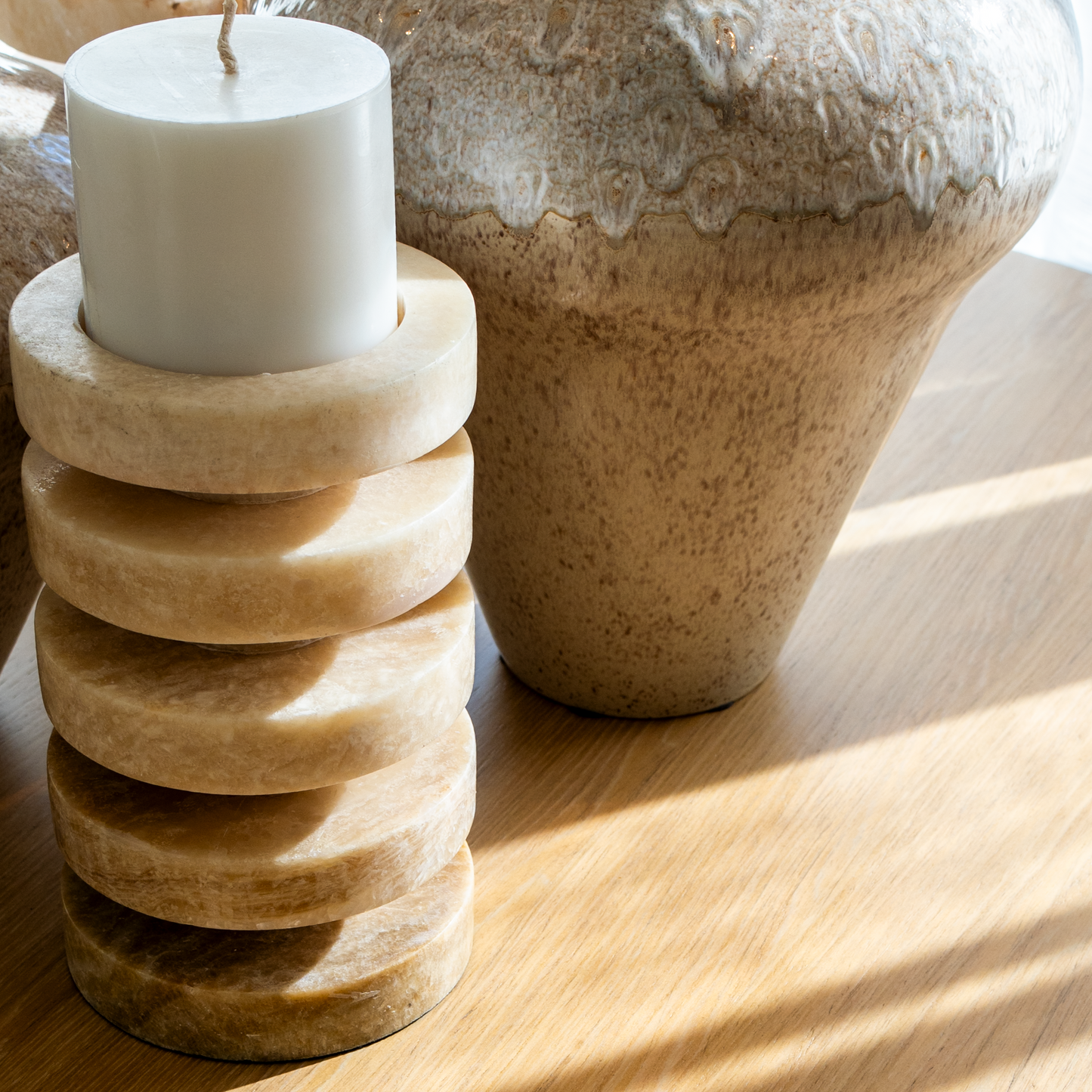Onyx Candleholders (Set of 2 With Candles)
