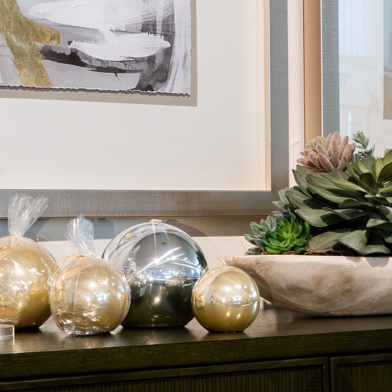 Gold Matallic Ball Candle (4 Sizes)