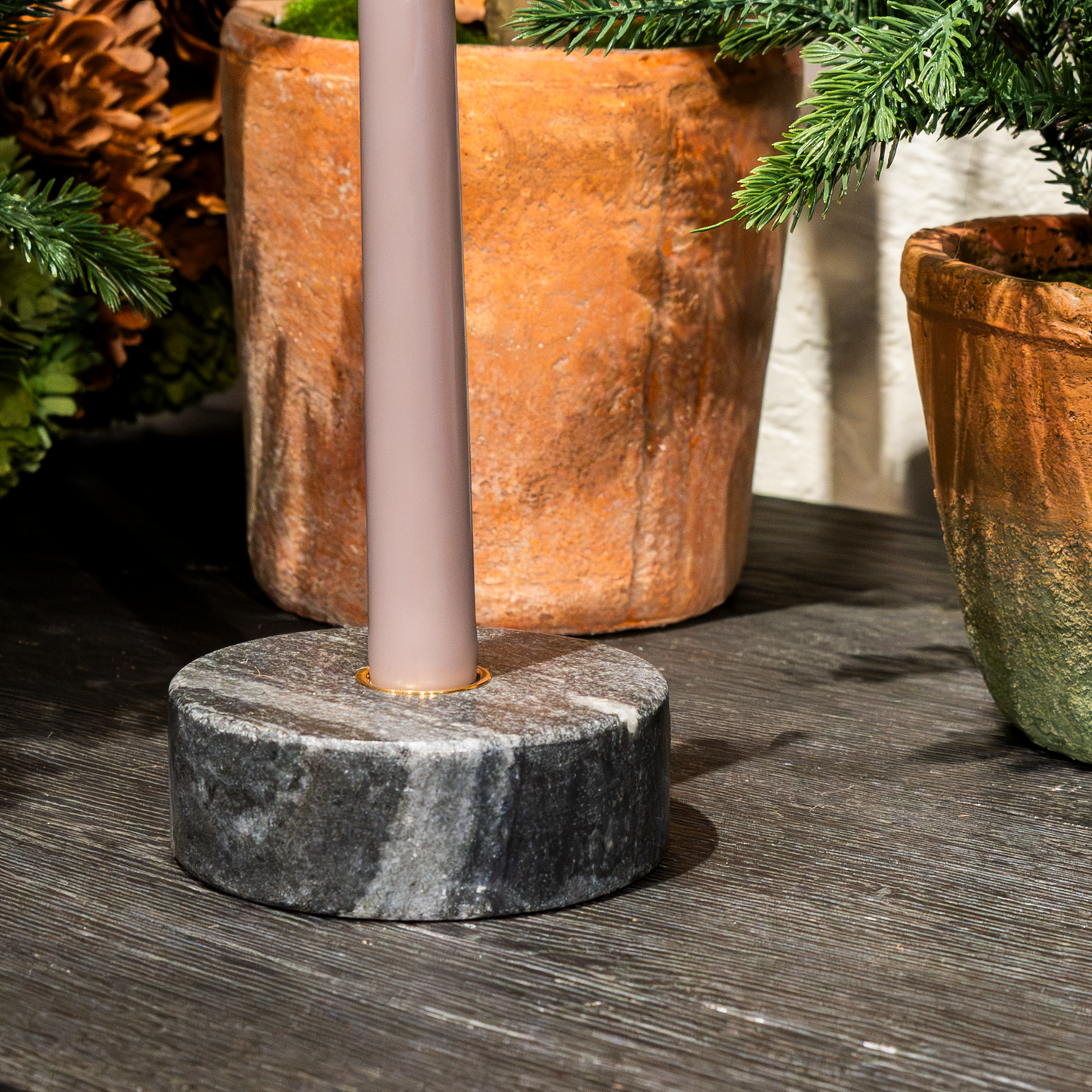 Marble Base Candle Holder (Black + Desert Beige)