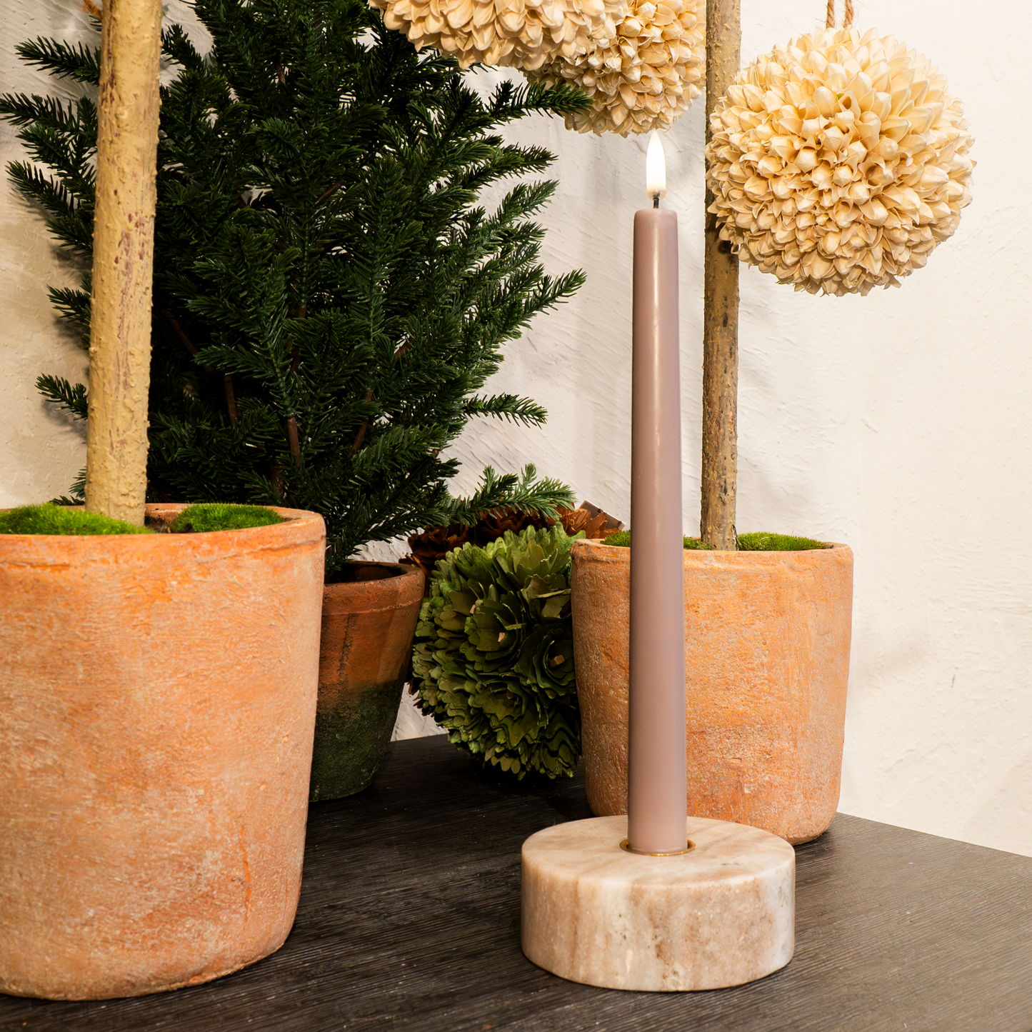 Marble Base Candle Holder (Black + Desert Beige)