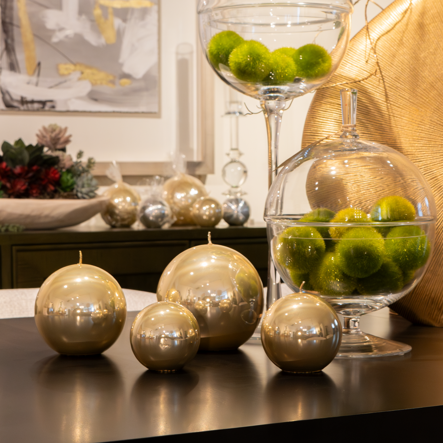 Gold Matallic Ball Candle (4 Sizes)
