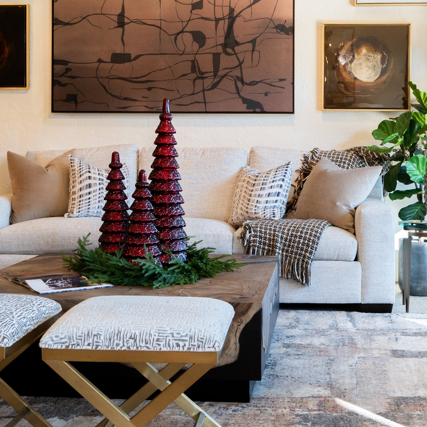 Large Red Glass Tiered (3 Sizes)