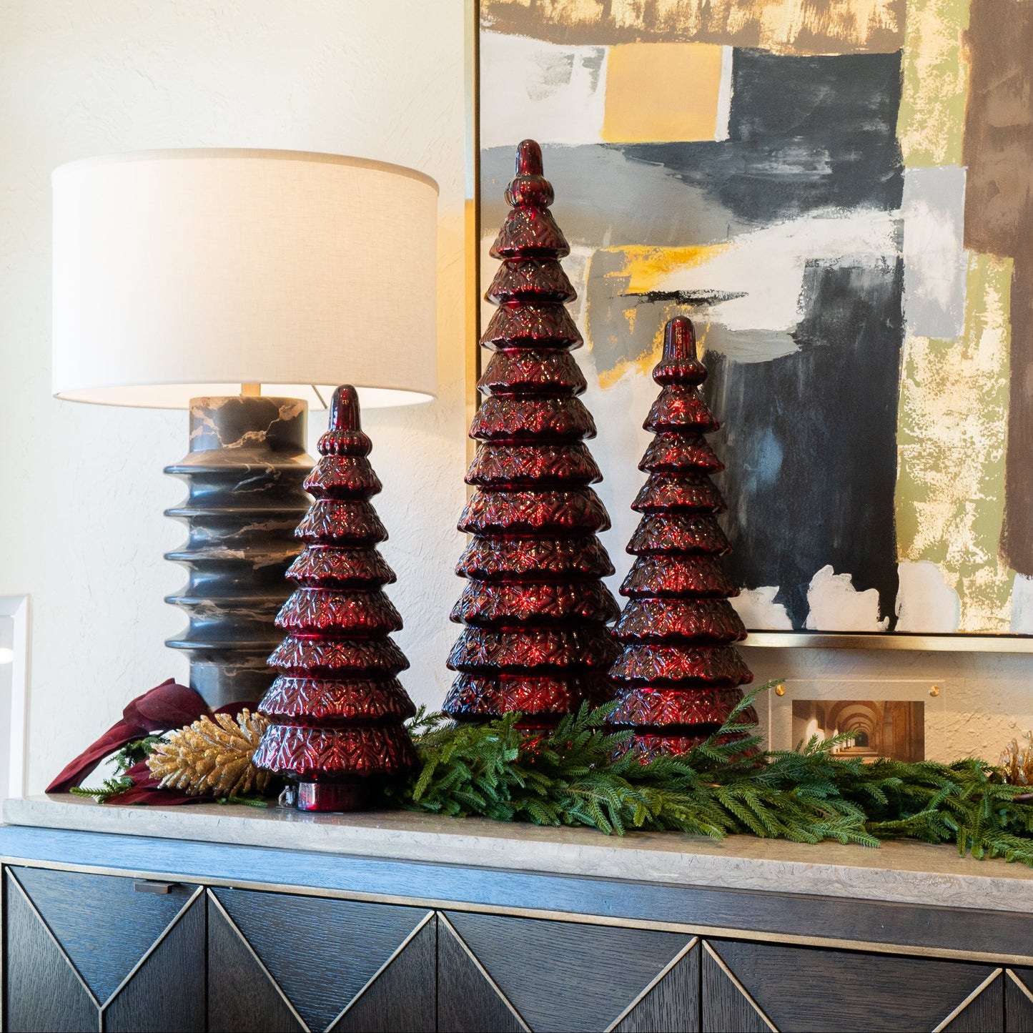 Large Red Glass Tiered (3 Sizes)