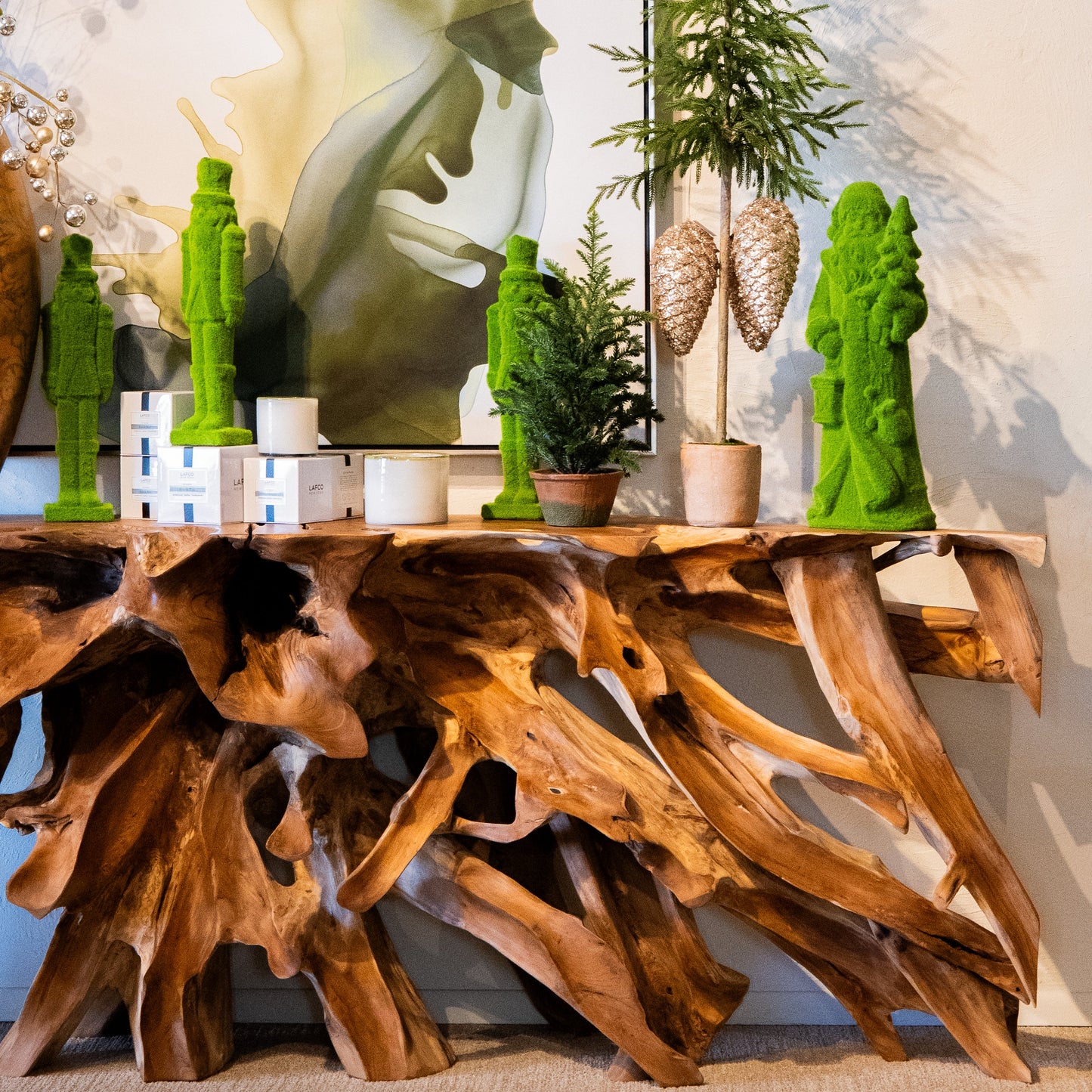 Table Top Flocked Santa Figurine (Green 22.5")