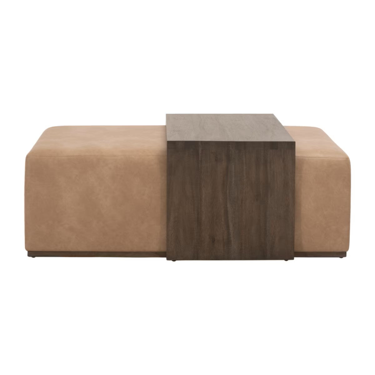 Dovetail Upholstered Coffee Table - Ivanhoe Toast, Burnished Brown Acacia