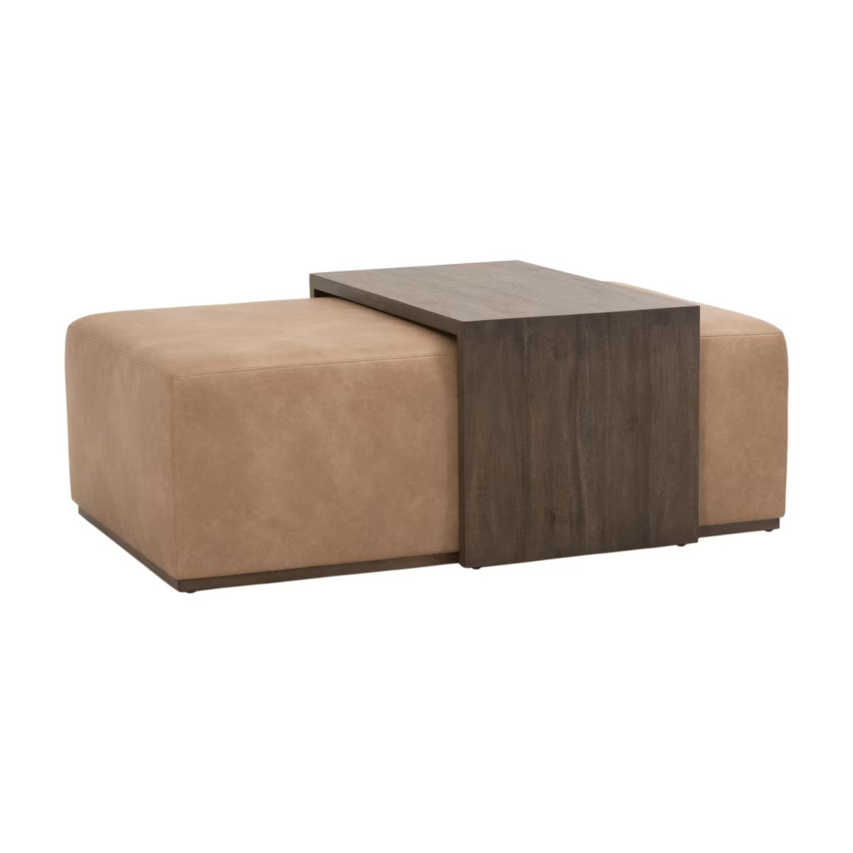 Dovetail Upholstered Coffee Table - Ivanhoe Toast, Burnished Brown Acacia