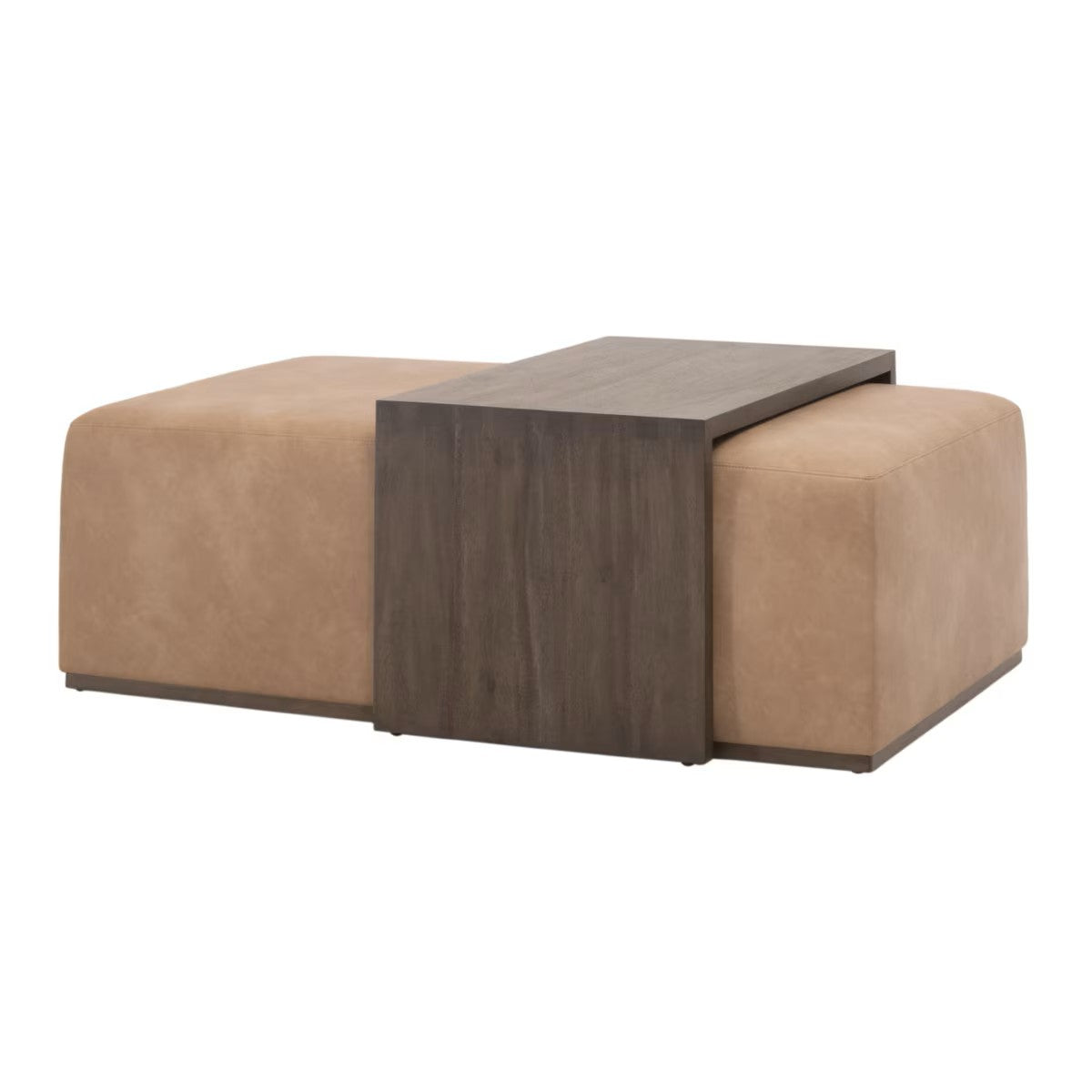 Dovetail Upholstered Coffee Table - Ivanhoe Toast, Burnished Brown Acacia