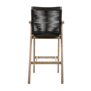 Brielle Outdoor Barstool in  Light Eucalyptus Wood and Charcoal Rope