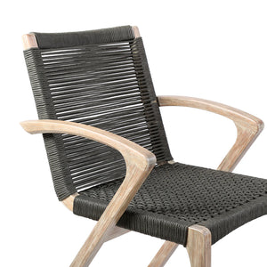 Birelle Outdoor Dining Chair in Light Eucalyptus Wood and Charcoal Rope - Set of 2