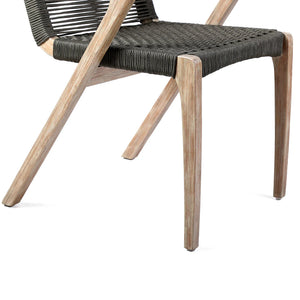 Birelle Outdoor Dining Chair in Light Eucalyptus Wood and Charcoal Rope - Set of 2