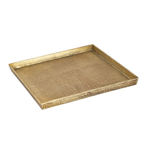 Square Linen Texture Tray - Set of 2 Brass