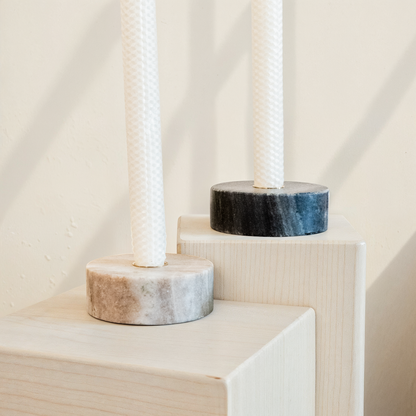 Marble Base Candle Holder (Black + Desert Beige)