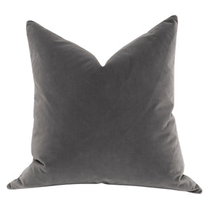 The Basic 26" Essential Euro Pillow in Dark Dove Velvet - Set of 2