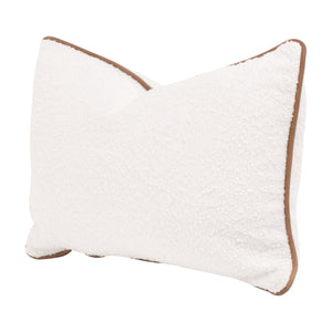 The Not So Basic 20" Essential Lumbar Pillow in Boucle Snow & Whiskey Brown - Set of 2