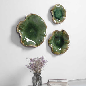 Abella Ceramic Wal Decor, Green, Set of 3