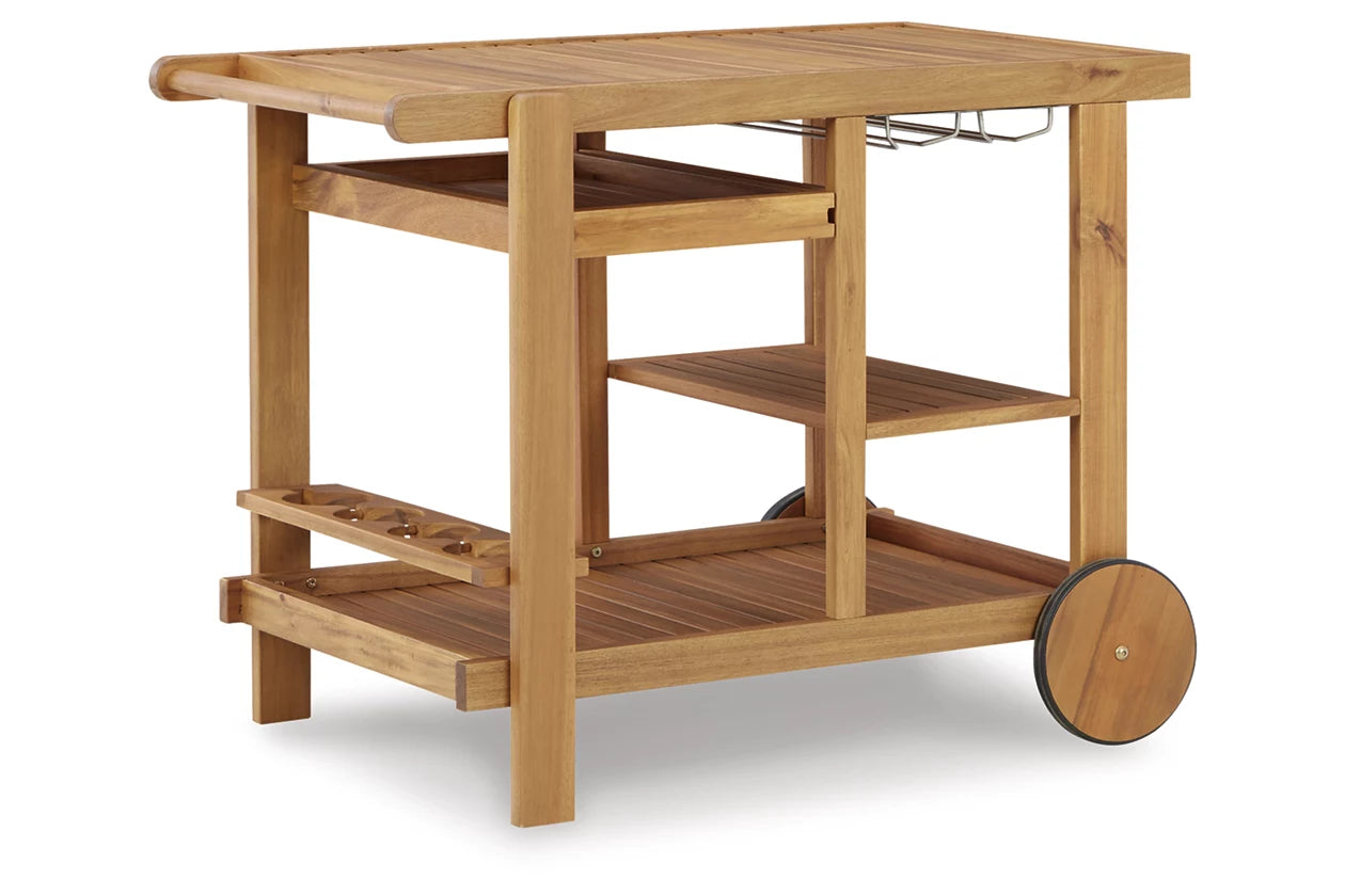 Terrace Serving Cart in Light Wood