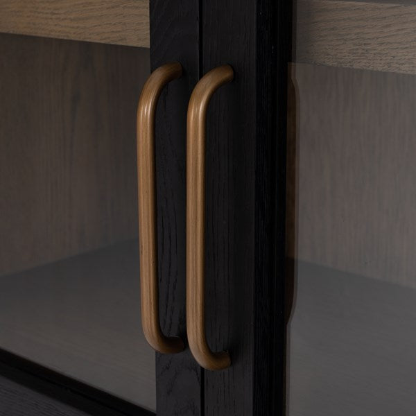 Four Hands Tolle Cabinet in Drifted Matte Black with Drifted Oak