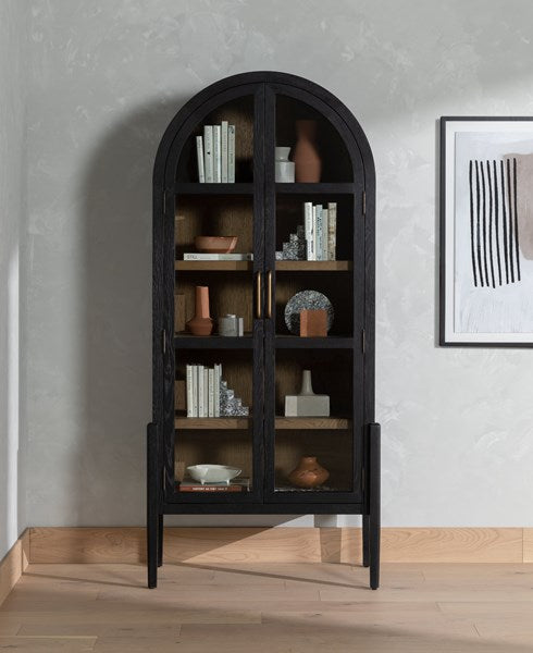 Four Hands Tolle Cabinet in Drifted Matte Black with Drifted Oak