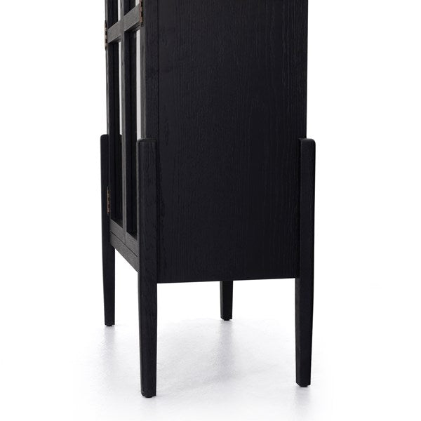 Four Hands Tolle Cabinet in Drifted Matte Black with Drifted Oak