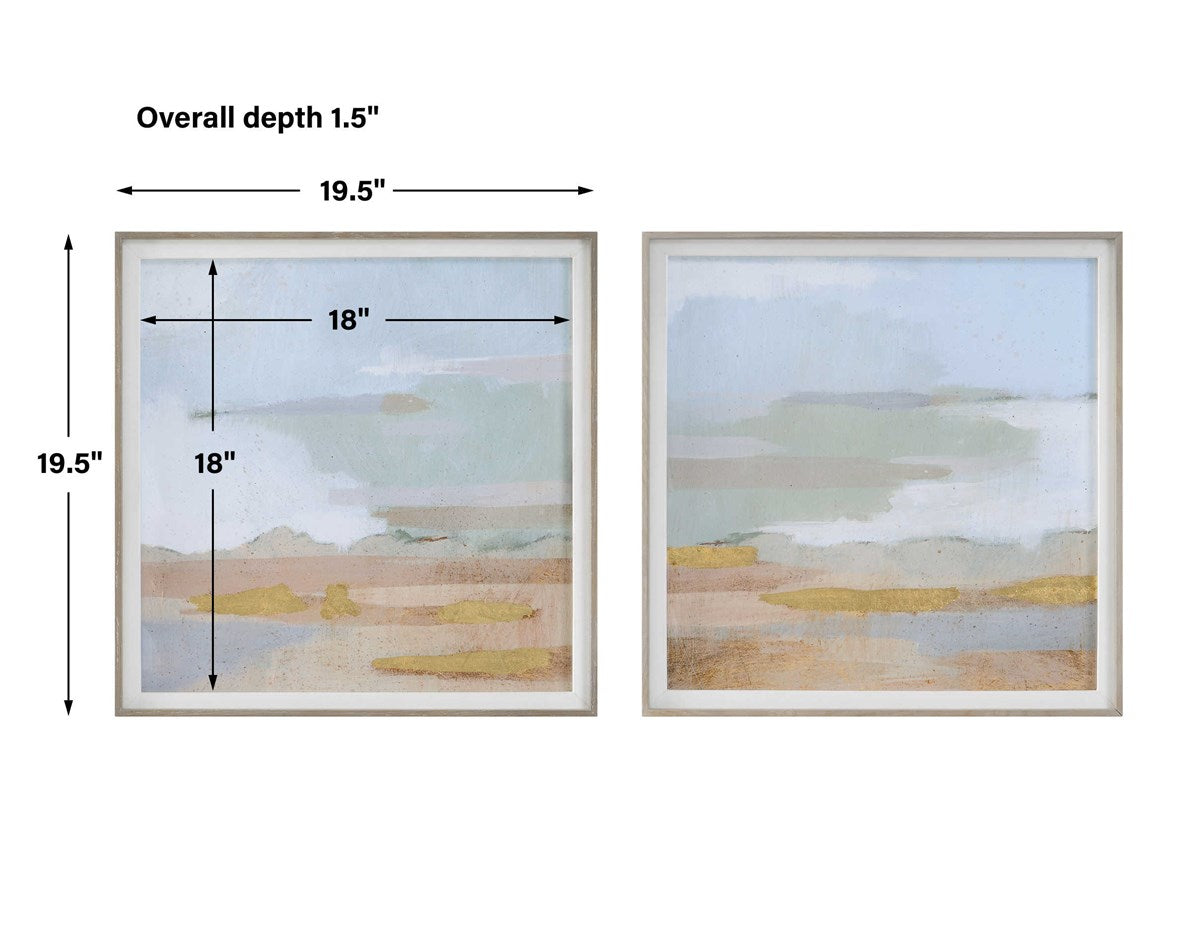 Abstract Coastline Framed Prints - Set of 2