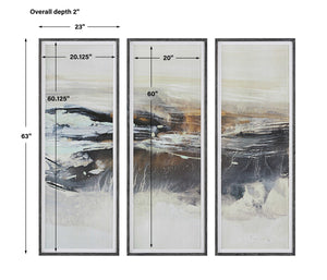 Graphite Horizon Framed Prints, Set of 3