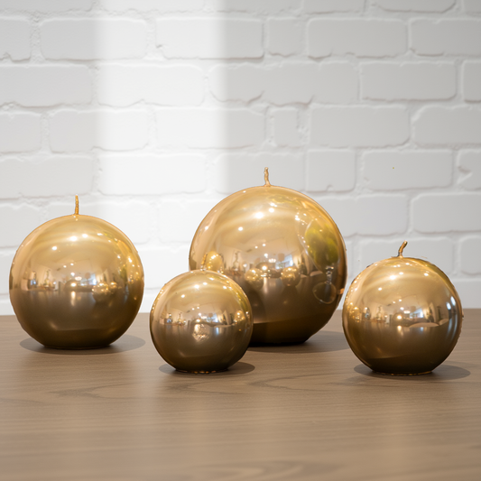 Gold Matallic Ball Candle (4 Sizes)