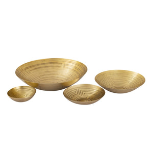 Maze Etched Centerpiece Bowl - Brass