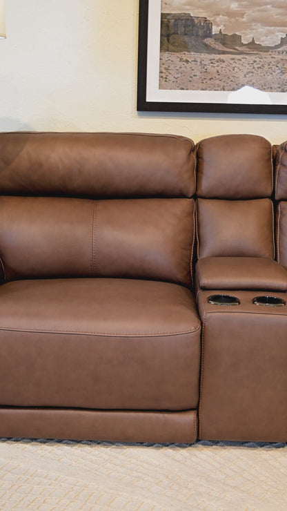 6-Piece Leather Power Reclining Sectional Sofa
