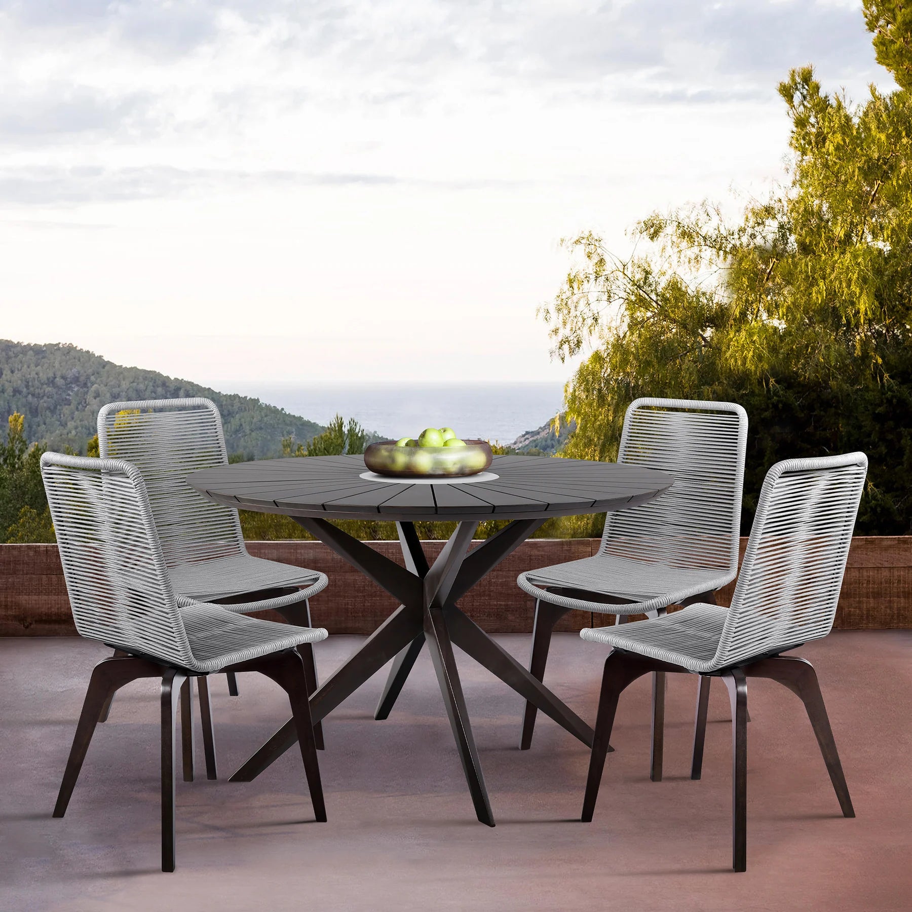 Oasis Island Outdoor Dining Set in Dark Eucalyptus