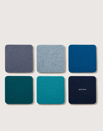 Bierfilzl Merino Wool Square Coasters  (Multi 6 Pack)