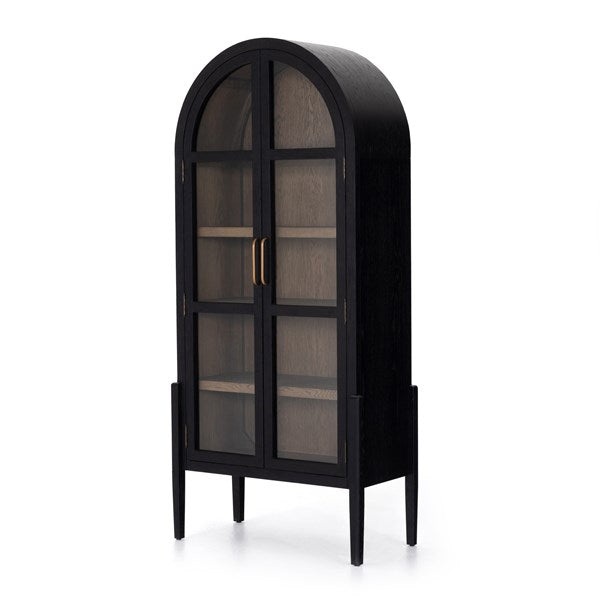 Four Hands Tolle Cabinet in Drifted Matte Black with Drifted Oak