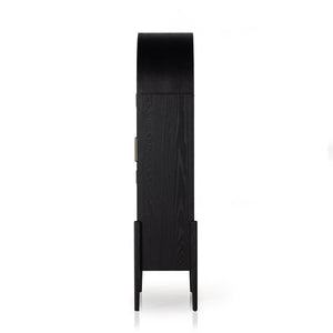 Four Hands Tolle Cabinet in Drifted Matte Black with Drifted Oak
