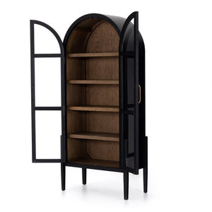 Four Hands Tolle Cabinet in Drifted Matte Black with Drifted Oak