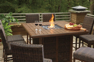 Tropical Paradise Outdoor Table with Firepit